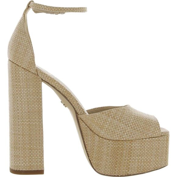 Sam Edelman Womens Kori Tan Peep Toe Buckle Platform Heels Shoes NWT - Picture 2 of 3